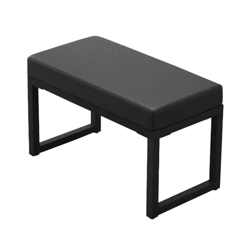GIZNXBA Sitzhocker Schwarz Modernes Fußhocker Gepolstert Schlafzimmer Bank, Ende des Bettes Polsterhocker Mit Schwarzem Metallrahmen Für Wohnzimmer Innen Fußstütze Ottomane Für Couch(/Black,60cm) von GIZNXBA