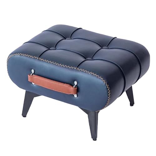 GIZNXBA Sitzhocker Schwarz Rechteckiger Kleiner Fußhocker Gepolstert Für Die Couch Gepolsterte Leder Pouf Hocker Mit Griff Für Das Wohnzimmer Pouf Ottoman Für Das Schlafzimmer(Blauw) von GIZNXBA