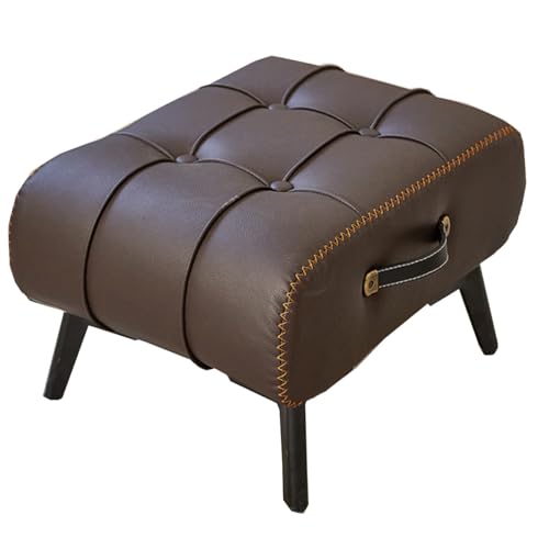 GIZNXBA Sitzhocker Schwarz Rechteckiger Kleiner Fußhocker Gepolstert Für Die Couch Gepolsterte Leder Pouf Hocker Mit Griff Für Das Wohnzimmer Pouf Ottoman Für Das Schlafzimmer(Bruin) von GIZNXBA