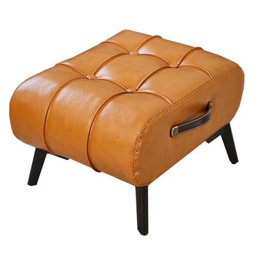 GIZNXBA Sitzhocker Schwarz Rechteckiger Kleiner Fußhocker Gepolstert Für Die Couch Gepolsterte Leder Pouf Hocker Mit Griff Für Das Wohnzimmer Pouf Ottoman Für Das Schlafzimmer(Orange) von GIZNXBA