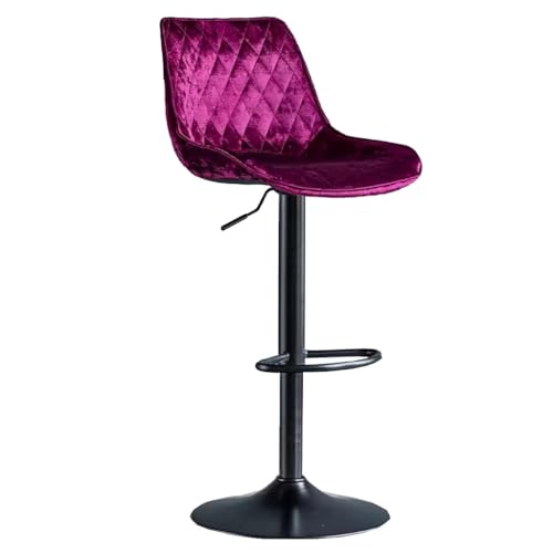 GIZNXBA Tresenhocker Samt Barhocker Mit Lehne Barstuhl Höhenverstellbar Drehbar Bistrohocker Moderne Gepolsterte Insel Theke Stühle Mit Rücken Für Esszimmer, Küche(/Purple A) von GIZNXBA