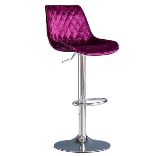 GIZNXBA Tresenhocker Samt Barhocker Mit Lehne Barstuhl Höhenverstellbar Drehbar Bistrohocker Moderne Gepolsterte Insel Theke Stühle Mit Rücken Für Esszimmer, Küche(/Purple B) von GIZNXBA