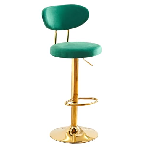 GIZNXBA Tresenhocker Samt Barhocker Mit Lehne Barstuhl Höhenverstellbar Mit Kissen Drehbar Bistrohocker Für Küche Theke Insel Café Esszimmer, Restaurant(/Green,A) von GIZNXBA