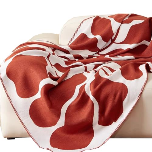 GIZNXBA Wohndecke Für Couch Und Bett, 180x130 cm Kuscheldecke Strickdecke, Sofadecke Warm, Weiche Couchdecke Warme Gewebte Decke Für Männer Und Frauen (Color : /Red) von GIZNXBA