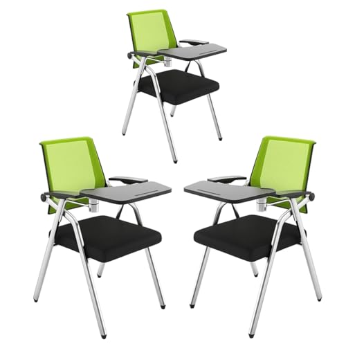 Klappbare Schülerstühle Mit Drehbarem Tisch Klappbarer Stuhl Für Den Gewerblichen Gebrauch Mit Netzrückenlehne Und Verstärktem Sitz Stapelbarer Ergonomischer Stuhl Mit Lendenwirbelstütze(Groen,3pcs) von GIZNXBA