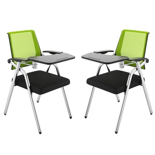 Klappbare Schülerstühle Mit Drehbarem Tisch Klappbarer Stuhl Für Den Gewerblichen Gebrauch Mit Netzrückenlehne Und Verstärktem Sitz Stapelbarer Ergonomischer Stuhl Mit Lendenwirbelstütze(Groen,2pcs) von GIZNXBA