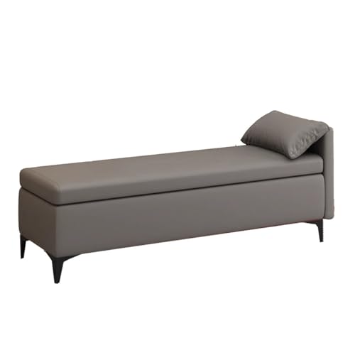 Rechteckiger Fußhocker Ottomane Mit Stauraum Für Das Wohnzimmer Gepolsterter Leder-Fußende Für Das Bett Schlafzimmer Eingangsbereich Ottomane Fußstütze Mit Metallbeinen(Dark Gray,B) von GIZNXBA