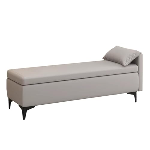 Rechteckiger Fußhocker Ottomane Mit Stauraum Für Das Wohnzimmer Gepolsterter Leder-Fußende Für Das Bett Schlafzimmer Eingangsbereich Ottomane Fußstütze Mit Metallbeinen(Light Gray,B) von GIZNXBA