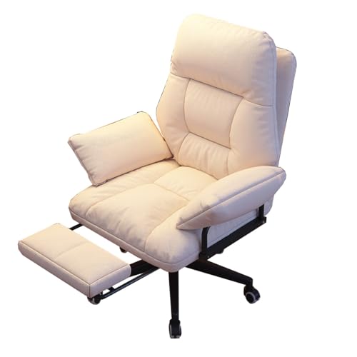Schreibtischstuhl Bürostuhl Ergonomisch Gaming Liegesofa Freizeit Fauler Stuhl Chefsessel Computerstuhl Ergonomisch Rückenlehne Bequem Recliner Schlafzimmer Schreibtisch Drehsessel(/Beige,With foot re von GIZNXBA
