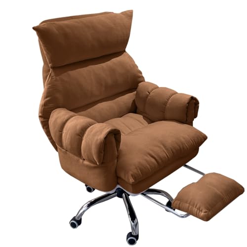 Schreibtischstuhl Chefsessel Verstellbare Computer-Stuhl Gaming Bürostuhl Ergonomisch Computerstuhl Gaming Drehbare Roll Eitelkeit Stuhl, Aufgabe Stühle Mit Armen Für Wohnzimmer(/Brown,With foot rest) von GIZNXBA