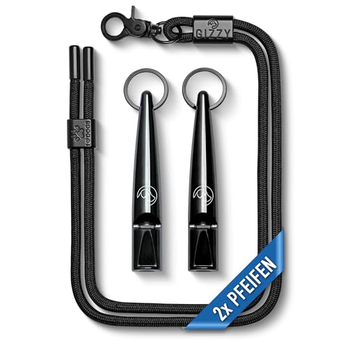 GIZZY® 2X Hundepfeife lauter & weitreichender Pfeifton I 2X Hundepfeifen ideal als Erziehungshilfen für Hunde I Zum Hundetraining Bellen o. als Hundepfeife Rückruf geeignet I Inkl. wertigem Band von GIZZY