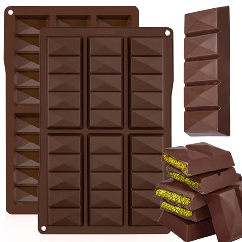 GIcGIeo Schokoladenform Silikon Tief Dubai Schokolade Form Diamant,Silikonform Schokoladentafel Tafel schokoladen Form Tiefe Nicht-Stick für Pralinen Nuts Schokoriegel Süßigkeiten Selber Machen von GIcGIeo
