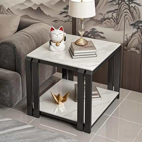 GJ 2-stufiger moderner Couchtisch, Sofa-Beistelltisch mit goldfarbenem Metallrahmen, multifunktionaler kreativer Nachttisch for das Home-Office-Apartment(D,60x55cm) von GJ