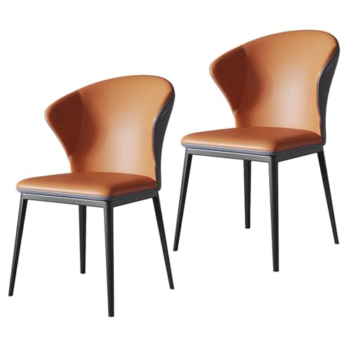 GJ Esszimmerstühle, 2er-Set, Moderne Akzentstühle aus PU-Leder, mit Rückenlehne und gepolstertem Sitz, for Küche/Esszimmer/Wohnzimmer/Theke/Lounge (Color : A) von GJ