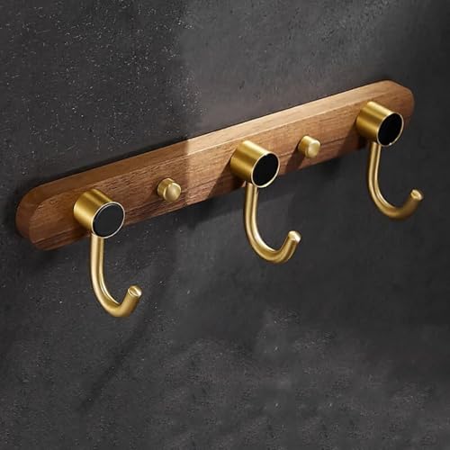 GJ Garderobe im nordischen Stil, Wandhaken aus Holz, goldener Handtuch-Organizer zur Wandmontage, Kinderzimmer, Eingangsbereich und Badezimmer for Aufhängen von Kleidung und Hüten(A,28cm) von GJ