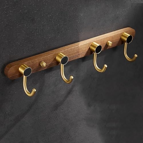 GJ Garderobe im nordischen Stil, Wandhaken aus Holz, goldener Handtuch-Organizer zur Wandmontage, Kinderzimmer, Eingangsbereich und Badezimmer for Aufhängen von Kleidung und Hüten(A,38cm) von GJ