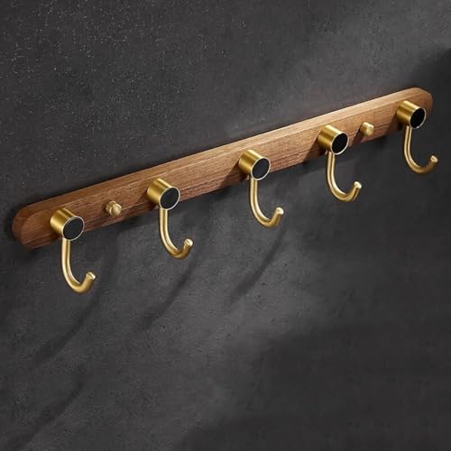 GJ Garderobe im nordischen Stil, Wandhaken aus Holz, goldener Handtuch-Organizer zur Wandmontage, Kinderzimmer, Eingangsbereich und Badezimmer for Aufhängen von Kleidung und Hüten(A,48cm) von GJ