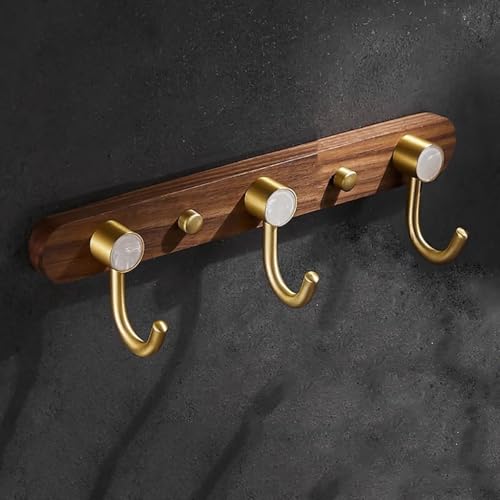 GJ Garderobe im nordischen Stil, Wandhaken aus Holz, goldener Handtuch-Organizer zur Wandmontage, Kinderzimmer, Eingangsbereich und Badezimmer for Aufhängen von Kleidung und Hüten(B,28cm) von GJ