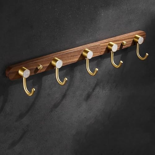 GJ Garderobe im nordischen Stil, Wandhaken aus Holz, goldener Handtuch-Organizer zur Wandmontage, Kinderzimmer, Eingangsbereich und Badezimmer for Aufhängen von Kleidung und Hüten(B,48cm) von GJ