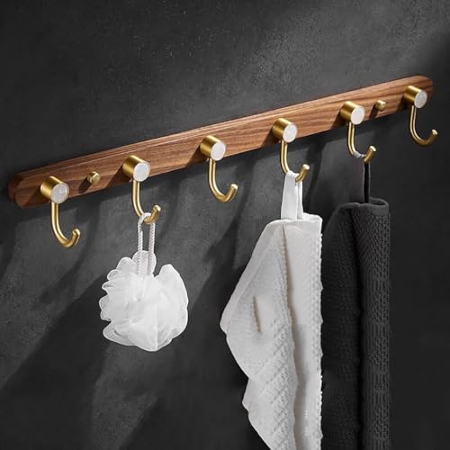 GJ Garderobe im nordischen Stil, Wandhaken aus Holz, goldener Handtuch-Organizer zur Wandmontage, Kinderzimmer, Eingangsbereich und Badezimmer for Aufhängen von Kleidung und Hüten(B,58cm) von GJ