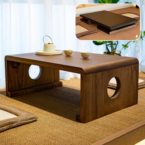 GJ Klappbarer Couchtisch, japanischer Bodentisch-Schreibtisch for Sitzen auf dem Boden, for Wohnzimmer, Schlafzimmer, Teestube, Tatami, Esszimmer, Home-Office(A,50x40x25cm) von GJ