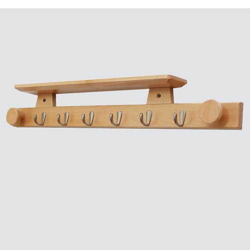 GJ Kleiderständer/Garderobe zur Wandmontage, Wandhaken aus Holz mit Ablage, Hängeregale, for Eingangsbereich, Badezimmer, Schlafzimmer, Wohnzimmer, Küche(A,80cm) von GJ
