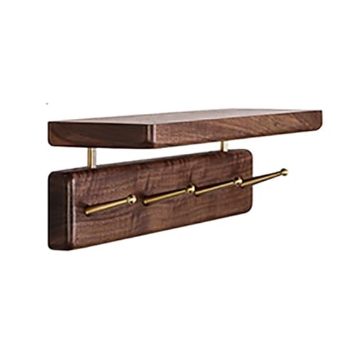 GJ Kleiderständer mit oberem Regal, Wandgarderobe aus Holz, Hängeregale for den Eingangsbereich mit 4 Metallhaken, for Kleidung, Hüte, Handtücher, Schlüssel, Handtaschen(B,30CM) von GJ