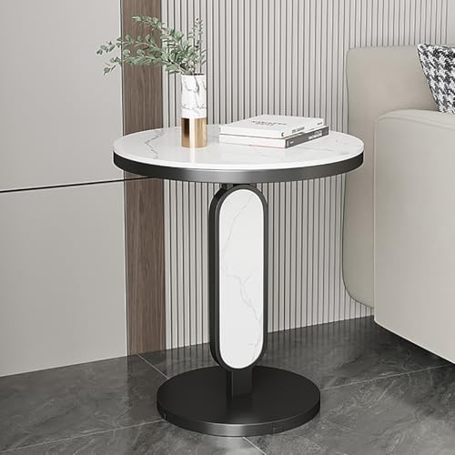 GJ Runde Beistelltische, moderner Kleiner Couchtisch, Akzenttisch-Nachttisch, Schieferplatte mit Marmorstruktur, goldfarbener Metallrahmen, for Wohnzimmer, Schlafzimmer(B,40x60cm) von GJ