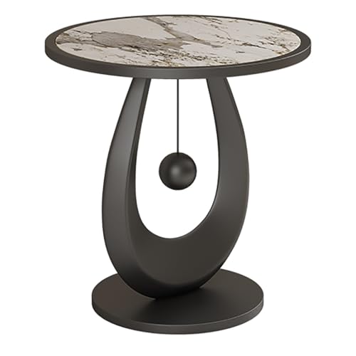 GJ Runder Couchtisch, moderner Nachttisch mit Metallrahmen, Goldener Akzenttisch for drinnen und draußen for Wohnzimmer, Schlafzimmer und Balkon(E,45x60cm) von GJ