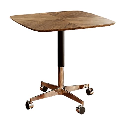 GJ Runder Couchtisch mit anhebbarer Platte und Rädern, moderner Küchentisch aus Holz, for Esszimmer, Wohnzimmer, Büro, Café(B,60x67cm) von GJ