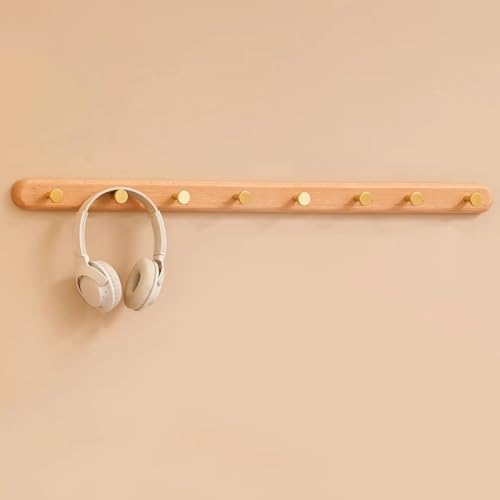 GJ Rustikale Wandgarderobe, Hutablage aus Holz for den Eingangsbereich, mit 4 metallisch-goldenen Haken for Aufhängen von Mänteln, Schals, Hüten, Jacken, Taschen, Handtüchern und Schlüsseln(B,80CM) GJ Rustikale Wandgarderobe, Hutablage aus Holz for den Eingangsbereich, mit 4 metallisch-goldenen Haken for Aufhängen von Mänteln, Schals, Hüten, Jacken, Taschen, Handtüchern und Schlüsseln(B,80CM) von GJ