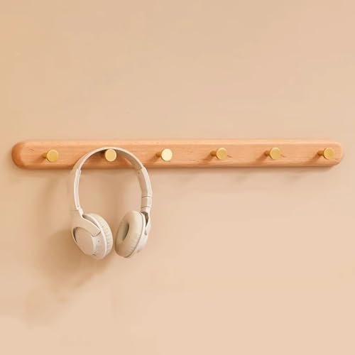 GJ Rustikale Wandgarderobe, Hutablage aus Holz for den Eingangsbereich, mit 4 metallisch-goldenen Haken for Aufhängen von Mänteln, Schals, Hüten, Jacken, Taschen, Handtüchern und Schlüsseln(B,60CM) GJ Rustikale Wandgarderobe, Hutablage aus Holz for den Eingangsbereich, mit 4 metallisch-goldenen Haken for Aufhängen von Mänteln, Schals, Hüten, Jacken, Taschen, Handtüchern und Schlüsseln(B,60CM) von GJ