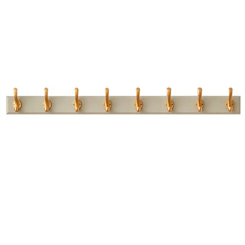 GJ Rustikale Wandgarderobe, Kleiderhaken aus Holz mit goldenen Haken, robuste Wandgarderobenhaken for Aufhängen von Mänteln und Kleidung(100cm) von GJ