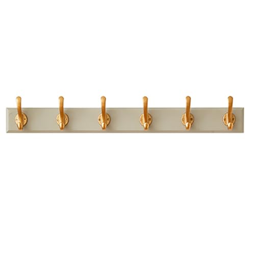 GJ Rustikale Wandgarderobe, Kleiderhaken aus Holz mit goldenen Haken, robuste Wandgarderobenhaken for Aufhängen von Mänteln und Kleidung(74cm) von GJ