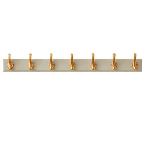 GJ Rustikale Wandgarderobe, Kleiderhaken aus Holz mit goldenen Haken, robuste Wandgarderobenhaken for Aufhängen von Mänteln und Kleidung(87cm) von GJ