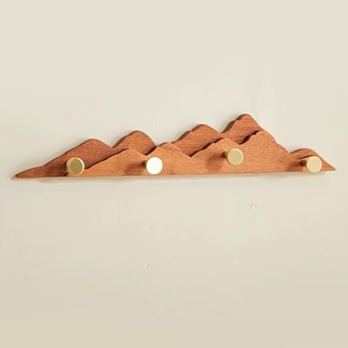 GJ Rustikale Wandgarderobe mit 4 Messinghaken, dekorative Wandhaken aus Holz for Eingangsbereich, Schlafzimmer, Badezimmer, modernes Bergdesign(B,40CM) von GJ