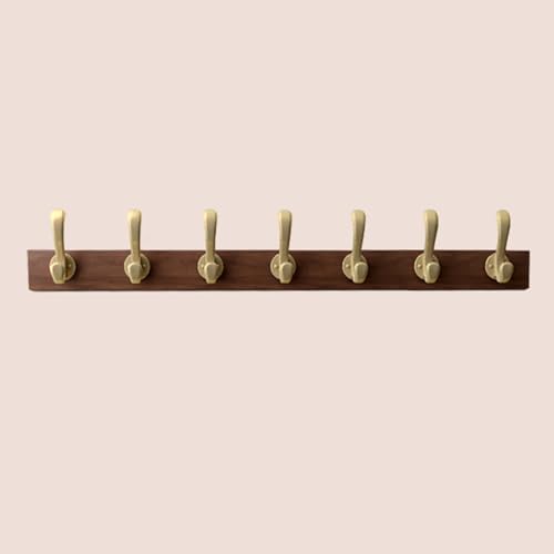 GJ Wandgarderobe, Haushaltsaufbewahrung, Holz-Kleiderhaken, robuster Handtuchhalter mit goldenem Haken, für Wohnzimmer, Schlafzimmer, Badezimmer, Foyer (70 cm) von GJ
