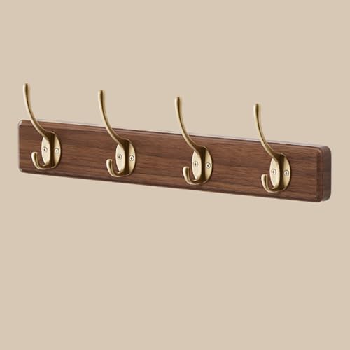 GJ Wandgarderobe, Wandhaken aus Holz, Hängeregale for den Eingangsbereich mit 4 Metallhaken, for Aufhängen von Kleidung, Bademänteln, Handtüchern und Mänteln(40CM) von GJ