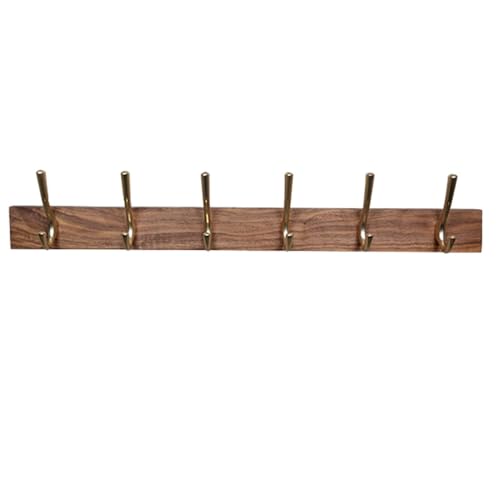 GJ Wandgarderobe, kreative Kleiderhaken mit 4 goldenen Haken, dekorative Doppelwandhaken aus Holz for Eingangsbereich, Schlafzimmer, Badezimmer(A,60cm) von GJ