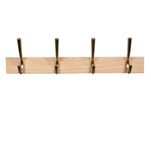 GJ Wandgarderobe, kreative Kleiderhaken mit 4 goldenen Haken, dekorative Doppelwandhaken aus Holz for Eingangsbereich, Schlafzimmer, Badezimmer(B,40cm) von GJ