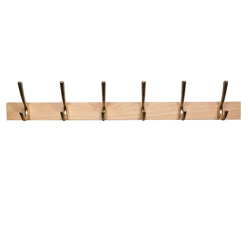 GJ Wandgarderobe, kreative Kleiderhaken mit 4 goldenen Haken, dekorative Doppelwandhaken aus Holz for Eingangsbereich, Schlafzimmer, Badezimmer(B,60cm) von GJ