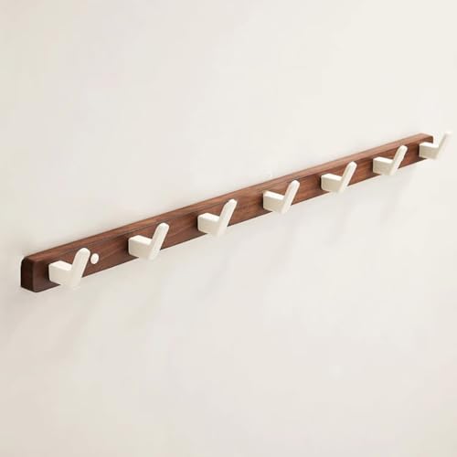 GJ Wandgarderobe im Landhausstil, rechteckige Kleiderhaken aus massivem Retro-Holz, for Eingangsbereich und Badezimmer, Mantel, Tasche, Handtuch, Schlüssel, Hut, Regenschirm(A,65CM) von GJ