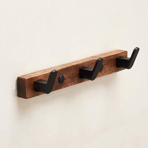 GJ Wandgarderobe im Landhausstil, rechteckige Kleiderhaken aus massivem Retro-Holz, for Eingangsbereich und Badezimmer, Mantel, Tasche, Handtuch, Schlüssel, Hut, Regenschirm(B,25CM) von GJ