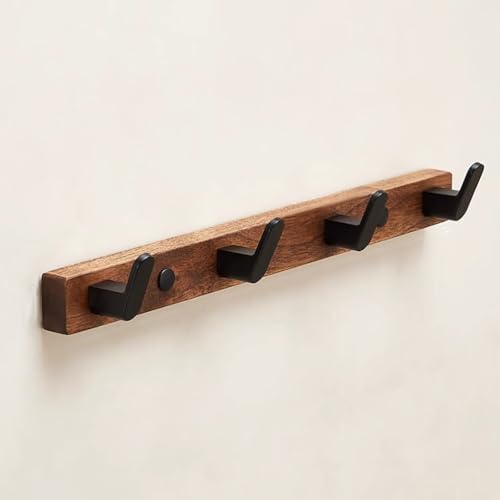 GJ Wandgarderobe im Landhausstil, rechteckige Kleiderhaken aus massivem Retro-Holz, for Eingangsbereich und Badezimmer, Mantel, Tasche, Handtuch, Schlüssel, Hut, Regenschirm(B,35CM) von GJ