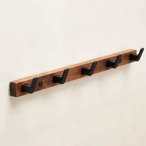 GJ Wandgarderobe im Landhausstil, rechteckige Kleiderhaken aus massivem Retro-Holz, for Eingangsbereich und Badezimmer, Mantel, Tasche, Handtuch, Schlüssel, Hut, Regenschirm(B,45CM) von GJ