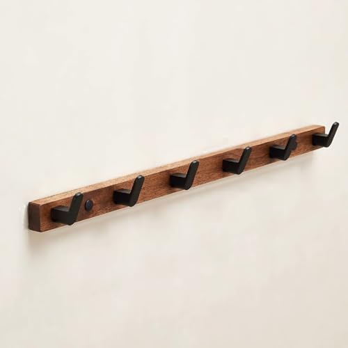GJ Wandgarderobe im Landhausstil, rechteckige Kleiderhaken aus massivem Retro-Holz, for Eingangsbereich und Badezimmer, Mantel, Tasche, Handtuch, Schlüssel, Hut, Regenschirm(B,55CM) von GJ