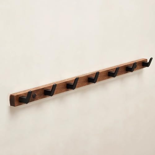 GJ Wandgarderobe im Landhausstil, rechteckige Kleiderhaken aus massivem Retro-Holz, for Eingangsbereich und Badezimmer, Mantel, Tasche, Handtuch, Schlüssel, Hut, Regenschirm(B,65CM) von GJ