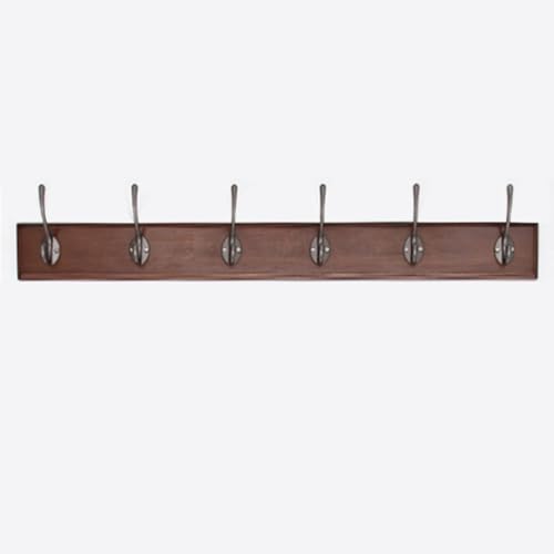 GJ Wandmontierter Doppelhakenständer aus Holz, rustikale Wandgarderobe mit 4 Metallhaken, for Winterjacken und Mützen(74cm) von GJ