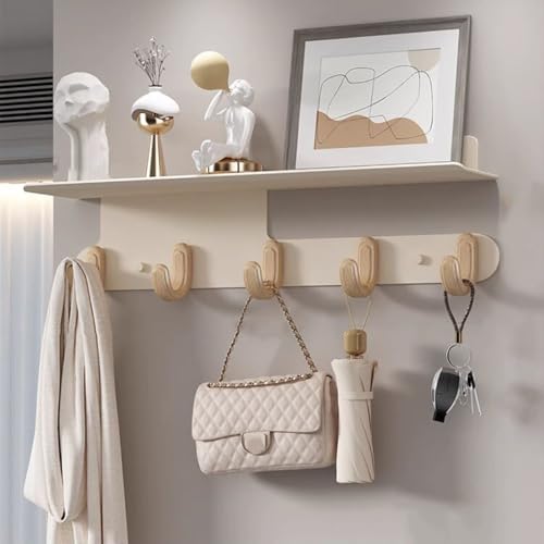 GJ Wandmontierter Kleiderständer aus Metall, Wandhaken mit Ablage, platzsparender Kleiderständer for Aufhängen, Eingangsbereich, Schlafzimmer, Schrank, Küche(A,46CM) von GJ