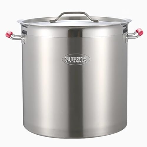 Kochtopf aus Edelstahl, Suppentopf mit großem Fassungsvermögen und Deckel, robuster Induktionstopf mit genieteten Griffen, for große Gruppen und Veranstaltungen(35cm) von GJ